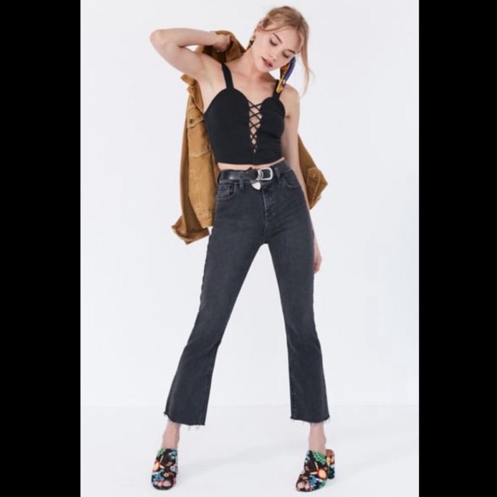 BDG Kick Flare High-Rise Cropped Jean - Black Wash